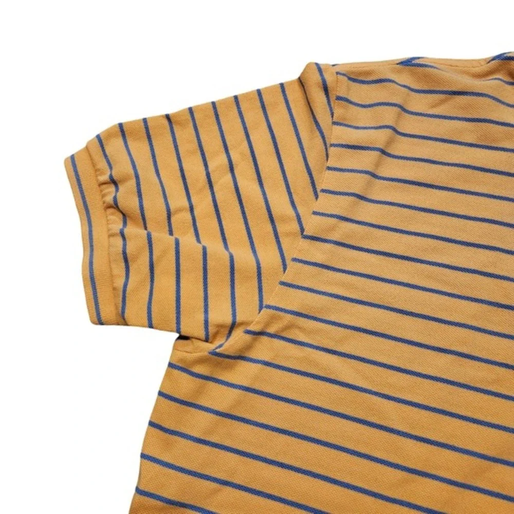 Polo Ralph Lauren Mens Large Orange Blue‎ Striped Polo Shirt Cotton Classic